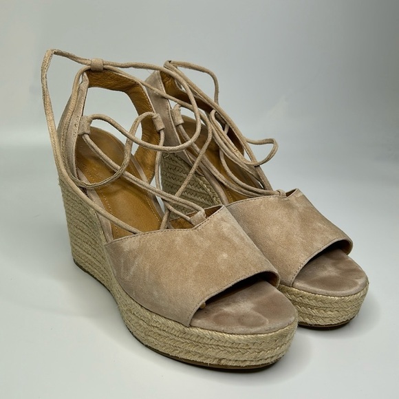 Coach Suede Dana Lace Up Espadrille Wedge Size 10 - Picture 2 of 8